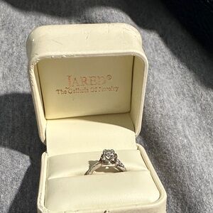 Red Silver Heart Diamond Ring